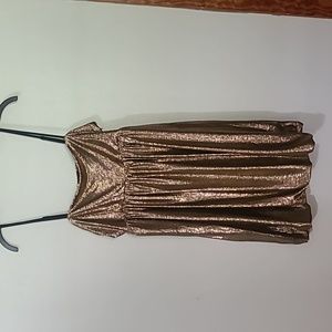 Forever 21 Metallic Fit & Flare Dress, Size Large, Color Metallic